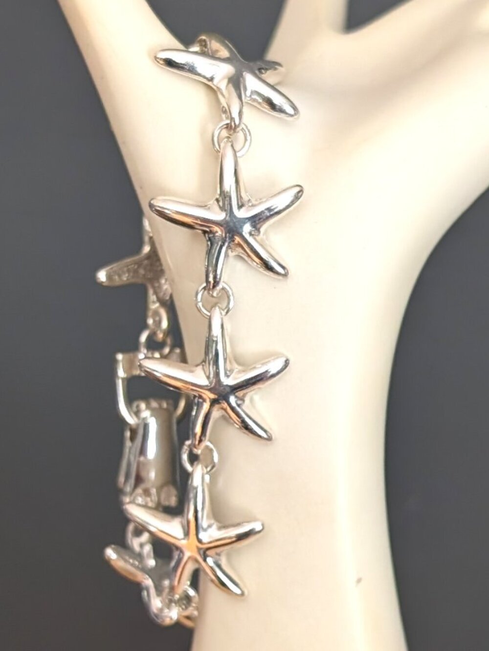 Silver starfish magnetic closure bracelet